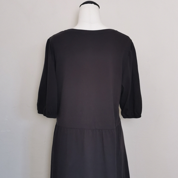 Decjuba Dress Black sz L Drop Hem Longline Gypsy style 3/4 Sleeve Boho 90s - Picture 6 of 12